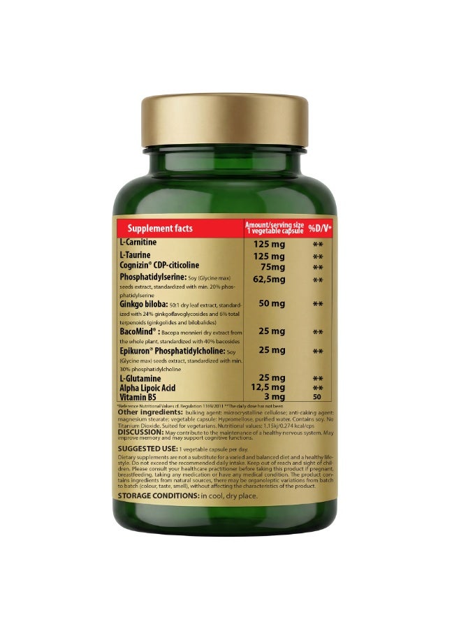 Cosmo Pharm Neuromax Brain & Memory | Citicoline, Bacopa & Ginkgo, Supports Focus & Cognitive Function | 90 Vegetable Capsules - Image 2