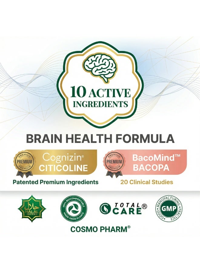 Cosmo Pharm Neuromax Brain & Memory | Citicoline, Bacopa & Ginkgo, Supports Focus & Cognitive Function | 90 Vegetable Capsules - Image 5