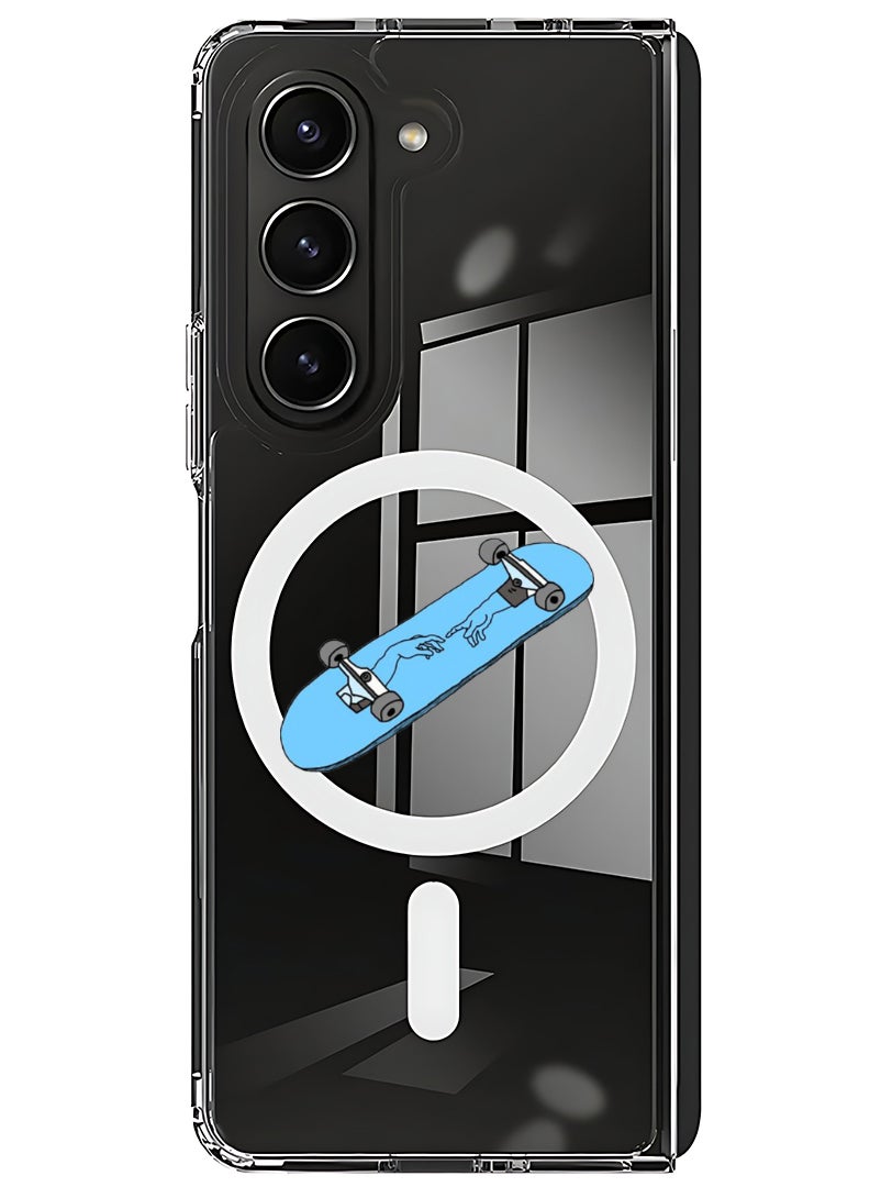 Theodor Magnetic Case for Samsung Galaxy Z Fold 5 Compatible with MagSafe Wireless Charging, Shockproof Phone Bumper Cover Skate Board - Image 1