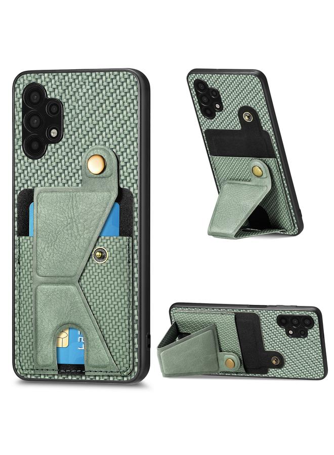 اس-توب جراب لهاتف Samsung Galaxy A32 5G من ألياف الكربون، جراب هاتف قابل للطي مع حامل للبطاقات على شكل حرف K - Image 1