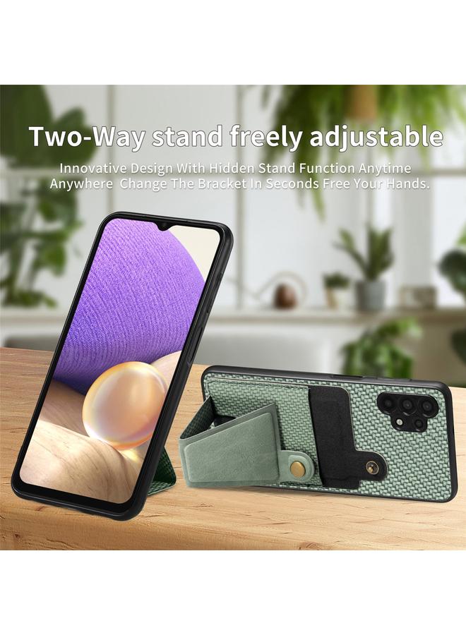اس-توب جراب لهاتف Samsung Galaxy A32 5G من ألياف الكربون، جراب هاتف قابل للطي مع حامل للبطاقات على شكل حرف K - Image 4