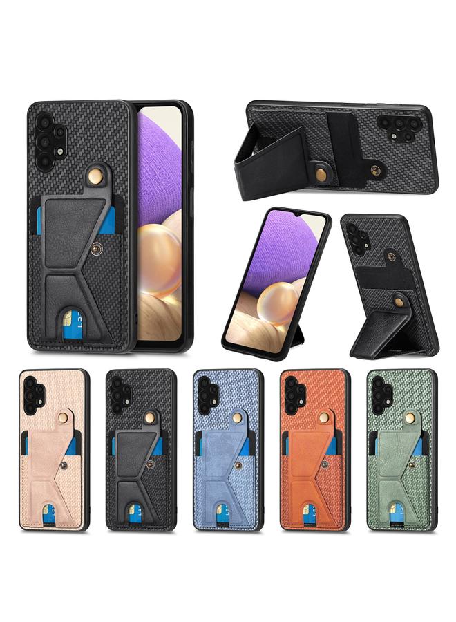 اس-توب جراب لهاتف Samsung Galaxy A32 5G من ألياف الكربون، جراب هاتف قابل للطي مع حامل للبطاقات على شكل حرف K - Image 5