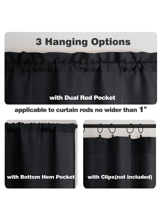 Chyhomenyc 2 Panels Black Cafe Curtains 36 Inch Length, Faux Linen Half Window Curtains for Bathroom Farmhouse Country, Privacy Street Window Curtains, 30x36 inch, 2PCS - Image 3