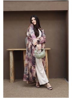 Jimmy Le Bond Hessa Abaya with Scarf – Premium Floral Abaya Set Purple  - Image 1