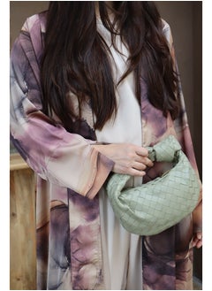 Jimmy Le Bond Hessa Abaya with Scarf – Premium Floral Abaya Set Purple  - Image 2