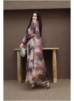 Jimmy Le Bond Hessa Abaya with Scarf – Premium Floral Abaya Set Purple  - Image 3