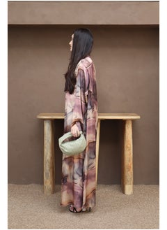Jimmy Le Bond Hessa Abaya with Scarf – Premium Floral Abaya Set Purple  - Image 4