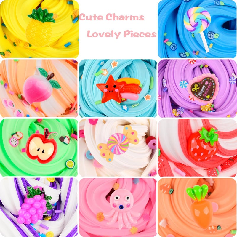 WUJYLY Butter Slime Kit 11 Pack, Scent, Stretchy, and Non-Sticky, with Peach Strawberry, Grape Slime Charms, Stress Relief, Educational Slime, Birthday Gifts Prize Party Favors for Girl Boys Kids 6-12 - Image 4