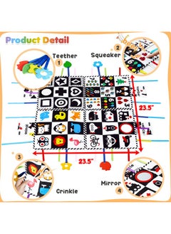 beiens Baby Toys 06 Months Tummy Time Crinkle Toys With Mirror Black And White High Contrast Sensory Toys For 061218 Months Toddler Newborn Boy Girl Gift Set Play Mats4 In 1  - Image 4