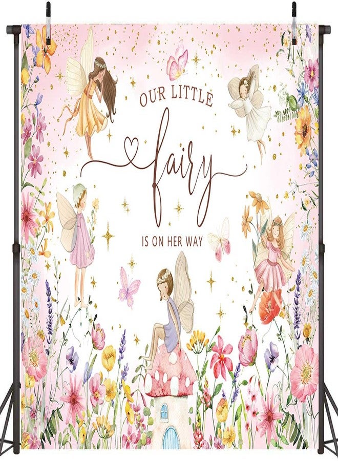 CINRAY Wildflower Fairy Baby Shower Backdrop for Girl 7x5FT A Little Fairy is On The Way Banner Background Fairy Tale Wonderland Baby Shower Decorations Supplies Photo Props - Image 2