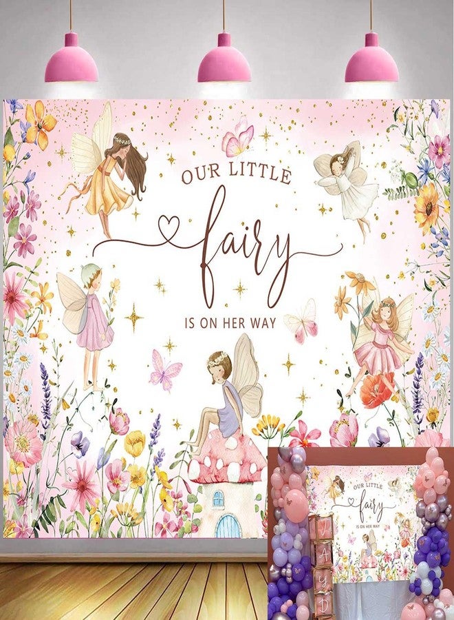 CINRAY Wildflower Fairy Baby Shower Backdrop for Girl 7x5FT A Little Fairy is On The Way Banner Background Fairy Tale Wonderland Baby Shower Decorations Supplies Photo Props - Image 1