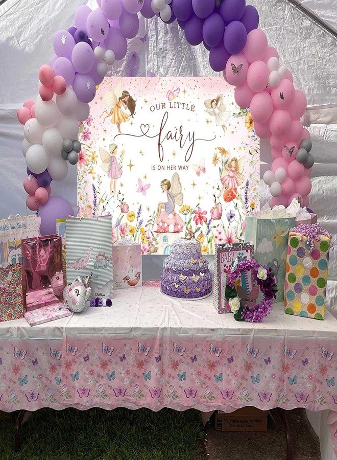 CINRAY Wildflower Fairy Baby Shower Backdrop for Girl 7x5FT A Little Fairy is On The Way Banner Background Fairy Tale Wonderland Baby Shower Decorations Supplies Photo Props - Image 3