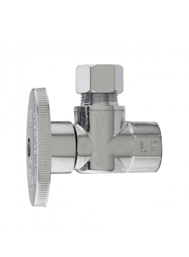 Plumb Pak PP20050LF 1/4 Turn Angle Shut-Off Valve, 3/8 X 3/8 In, Fip X Od, Body, Chrome Plated, 3/8" x 3/8"