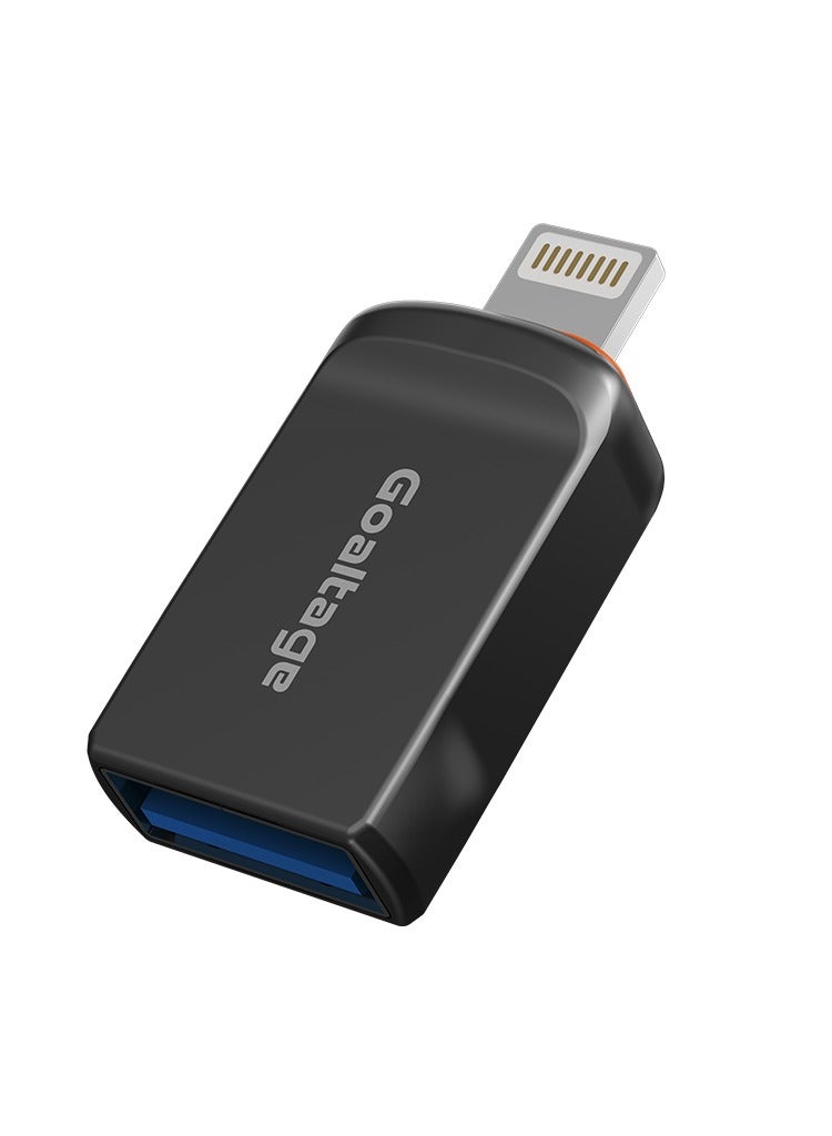 Goaltage QuickSync USB-A to Lightning OTG Adapter, Fast Data Transfer, Wide Compatibility, Portable, Zinc Alloy Build, Black