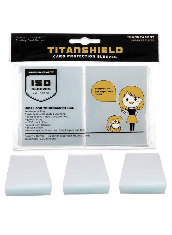 TitanShield (150 Sleeve/Clear) Small Japanese Sized Trading Card Sleeves Deck Protector For Yu Gi Oh Cardfight!! Vanguard & Photocards - Image 2