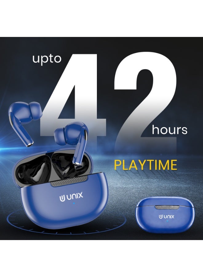 UNIX Z10 Karlz Wireless Earbuds | 42Hrs Playtime with Bluetooth v5.4 Connectivity | ENC Noise Cancellation with HD Stereo Sound with Deep Bass | Grey - Image 3