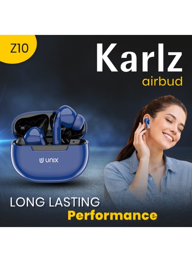 UNIX Z10 Karlz Wireless Earbuds | 42Hrs Playtime with Bluetooth v5.4 Connectivity | ENC Noise Cancellation with HD Stereo Sound with Deep Bass | Grey - Image 2