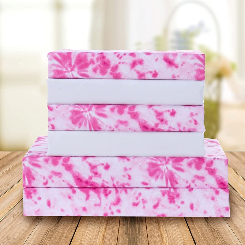 Elegant Comfort Elegant Comfort Aria Tie-Dye 6-Piece Sheet Set  1500 Premium Hotel Quality Microfiber  Spiral Tie-Dye  Soft  Fade and Wrinkle Resistant  Fitted Sheet with Smart Pockets  6PC Tie-Dye Full  Hot Pink  - Image 2