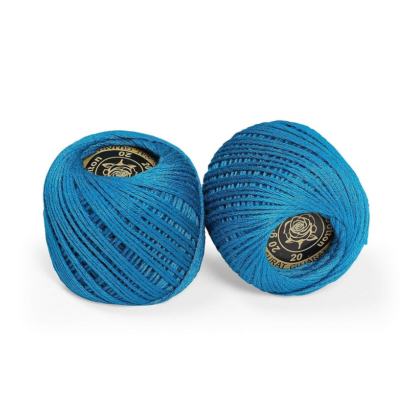 CORIOX Crochet Thread Set Of 10 Ball Crochet Cotton Thread Yarn For Knitting And Craft Making. Size 55 To 60 Mtr Approx, Blue -230 Grams - Image 3