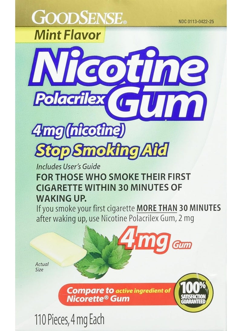 GOODSENSE Nicotine Polacrilex Gum, 4 mg, Mint Flavor - Stop Smoking Aid, Reduces Nicotine Cravings & Withdrawal Symptoms - Image 2