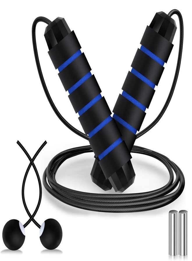 Vinsot Weighted Cordless Jump Rope Ropeless Jump Rope 2 in 1 Adjustable Length Skipping with Ball and Soft Handles for Women Men Adult Fitness Workouts Exercise Training(Blue) - Image 1