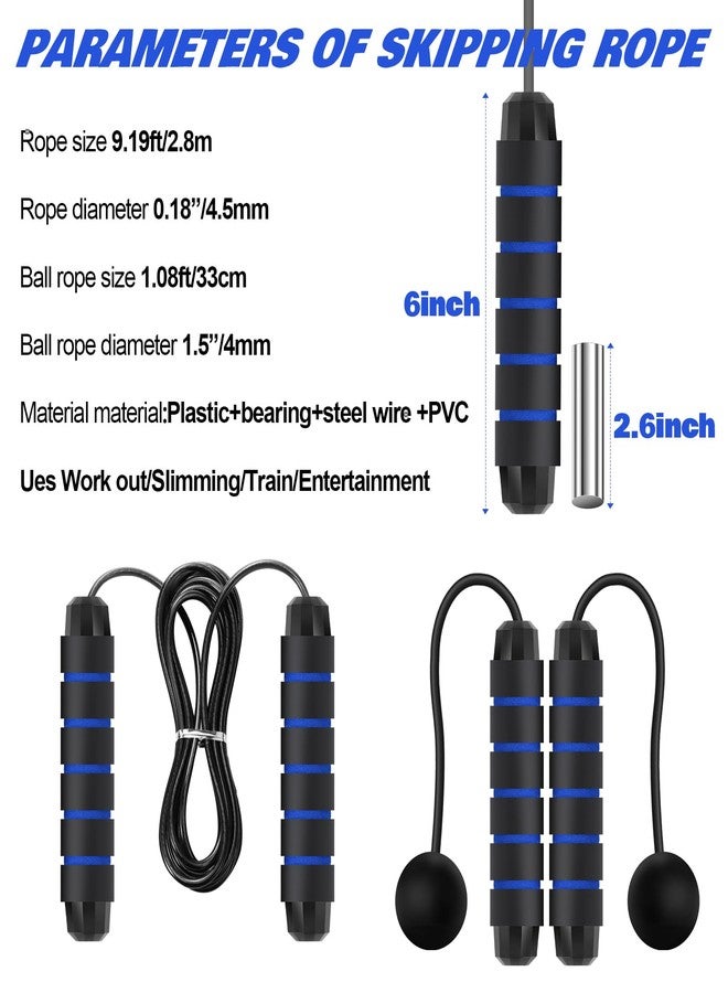 Vinsot Weighted Cordless Jump Rope Ropeless Jump Rope 2 in 1 Adjustable Length Skipping with Ball and Soft Handles for Women Men Adult Fitness Workouts Exercise Training(Blue) - Image 2