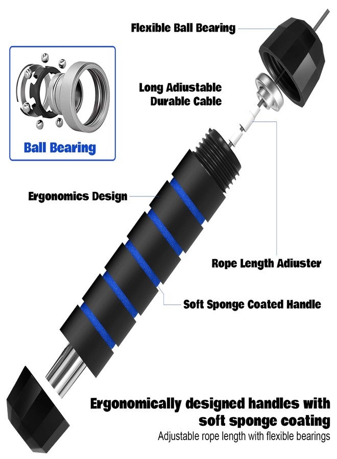 Vinsot Weighted Cordless Jump Rope Ropeless Jump Rope 2 in 1 Adjustable Length Skipping with Ball and Soft Handles for Women Men Adult Fitness Workouts Exercise Training(Blue) - Image 3