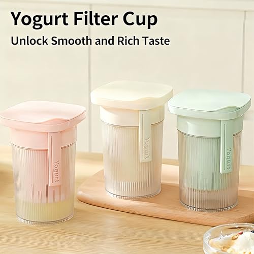 FindXeink 0.95 Quart（900ML）Portable Yogurt Strainer Cup, Compact Greek Yogurt Filter with Whey Separator for Cheese & Soy Milk, Leak-Proof & Easy to Carry Yogurt Maker (White) - Image 2