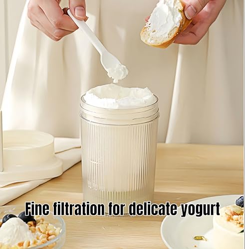 FindXeink 0.95 Quart（900ML）Portable Yogurt Strainer Cup, Compact Greek Yogurt Filter with Whey Separator for Cheese & Soy Milk, Leak-Proof & Easy to Carry Yogurt Maker (White) - Image 5