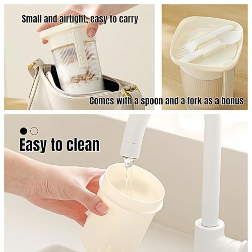 FindXeink 0.95 Quart（900ML）Portable Yogurt Strainer Cup, Compact Greek Yogurt Filter with Whey Separator for Cheese & Soy Milk, Leak-Proof & Easy to Carry Yogurt Maker (White) - Image 4