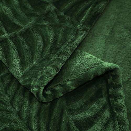 SOCHOW Super Soft Flannel Fleece Throw Blanket, Lightweight Cozy Warm Leaves Textured Plush Blanket for Bed Couch Sofa, 60 x 80 Inches, Olive Green - Image 5