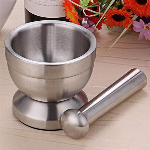 THW® Stainless Steel Mortar and Pestle Set - Heavy-Duty Spice Grinder for Grinding, Crushing, Pounding - Durable Okhli Musli Khalbatta with Non-Slip Base - Perfect for Kitchen & Household Use - Image 2