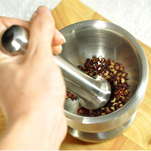 THW® Stainless Steel Mortar and Pestle Set - Heavy-Duty Spice Grinder for Grinding, Crushing, Pounding - Durable Okhli Musli Khalbatta with Non-Slip Base - Perfect for Kitchen & Household Use - Image 4