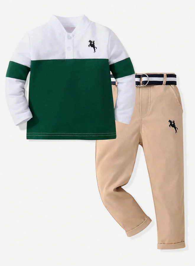 تايك تو Take Two Boys Color Block Polo and Pants Set