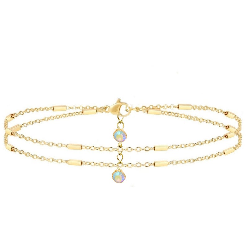 VAMA FASHIONS Plated Double Layered Pipe Chain Anklet Ankle Toes Foot Chains Leg Anklets Jewelry For Girls & Women (Gold Single Leg Pipe Chain) - Image 1