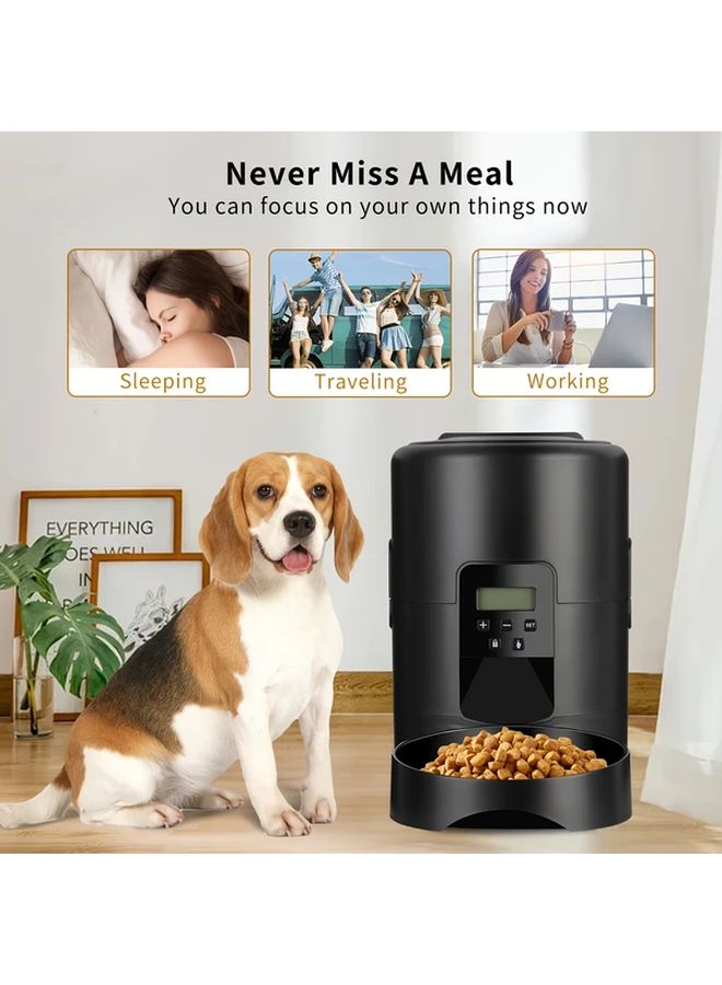 Automatic Cat Feeder 67oz Black Timed USB Powered ABS Easy Disassembly For Small Medium Pets - Image 2