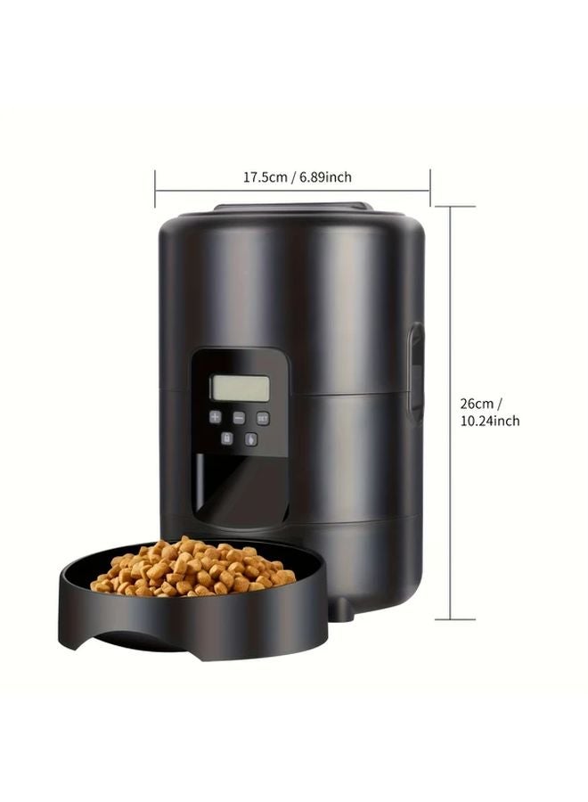 Automatic Cat Feeder 67oz Black Timed USB Powered ABS Easy Disassembly For Small Medium Pets - Image 1