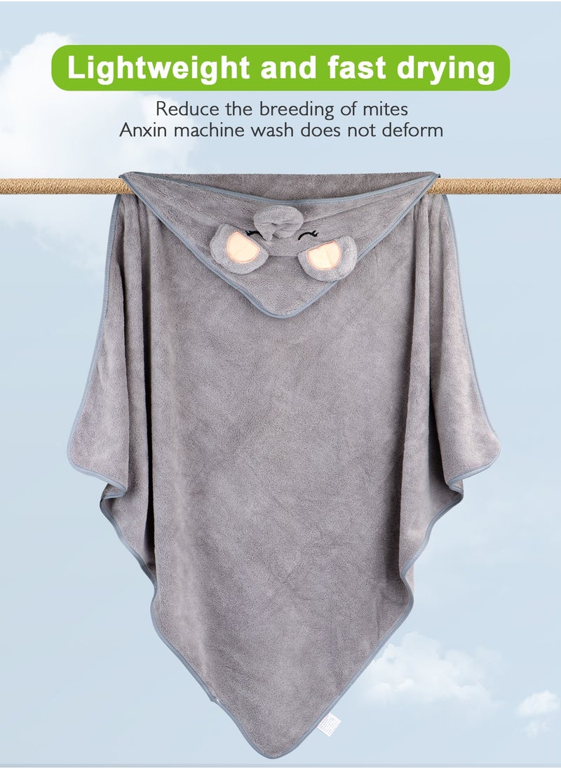 URbazaar 2Pcs Bamboo Hooded Baby Towel,Organic Bamboo Bath Towel for Toddler, Soft and Super Absorbent Washcloth, Machine Washable Towel, Keeps Your Baby Warm & Cosy  - Image 3