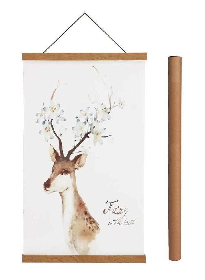 Artmag Magnetic Poster Hanger Frame, Light Wood Wooden Magnet Canvas Artwork Print Dowel Poster Hangers for 10x14 10x16 10x20 Frames Hanging Kit (Teak Wood, 10") - Image 1