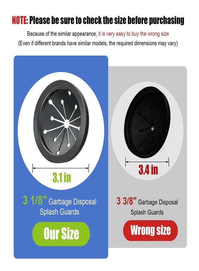 واقي رذاذ من دينسربن، قطعتان، واقي مطاطي لحوض المطبخ مقاس 3 1/8 بوصة، قطع غيار مطاطية لتصريف النفايات، متوافقة مع موديلات ويرلاواي، وويست كينج، وجنرال إلكتريك. - Image 2