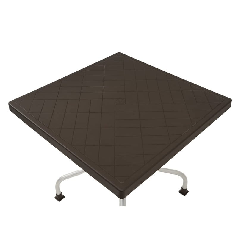 NILKAMAL Nilkamal Orchid SquareShape Plastic Dining Table for Indoor Outdoor Home Office Restaurants Season Rust Brown - Image 4