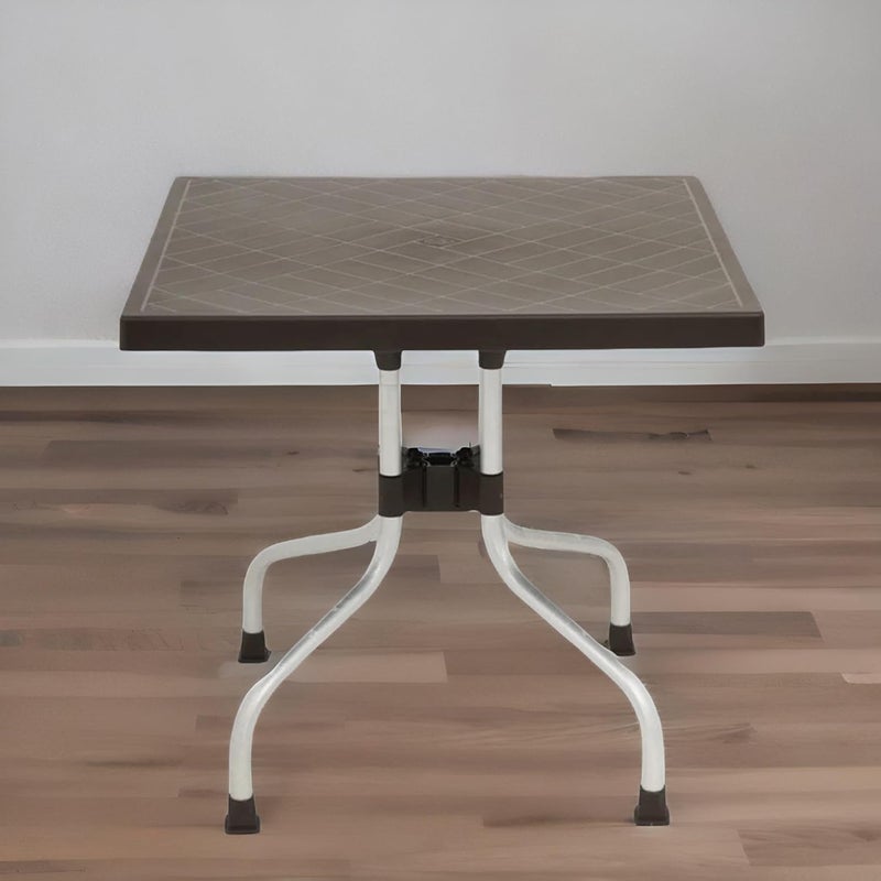NILKAMAL Nilkamal Orchid SquareShape Plastic Dining Table for Indoor Outdoor Home Office Restaurants Season Rust Brown - Image 1