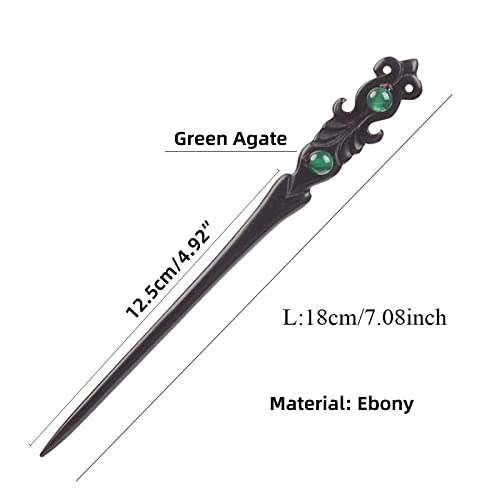 TOP SEWING Wooden Asian Hair Stick For Chinese Buns Decor Hair Pins Accessories for Long Hair (green red) - Image 5
