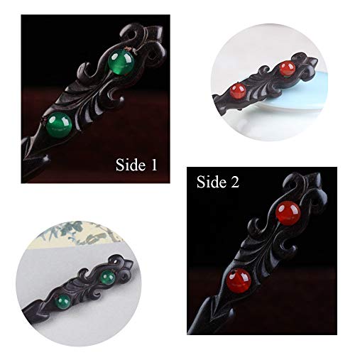 TOP SEWING Wooden Asian Hair Stick For Chinese Buns Decor Hair Pins Accessories for Long Hair (green red) - Image 4