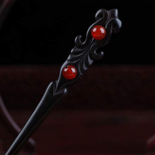 TOP SEWING Wooden Asian Hair Stick For Chinese Buns Decor Hair Pins Accessories for Long Hair (green red) - Image 3