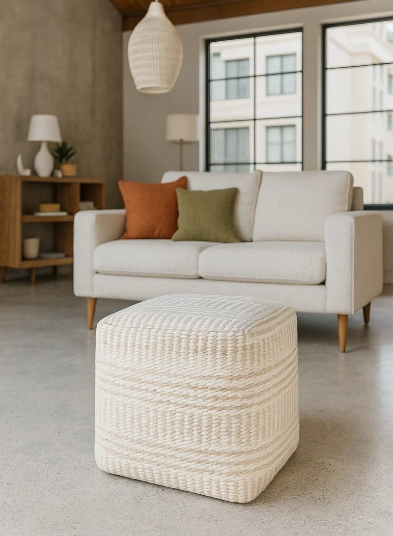 لوفت تينغالبا، بوف مربع، 40×40×40 سم، قماش، عاجي - Image 3