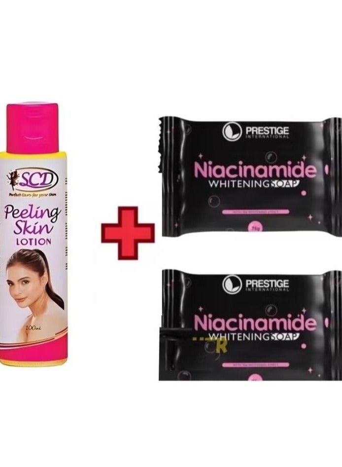 SCD Peeling Skin Lotion 100ml + Niacinamide Whitening Soap 75g*2 pcs