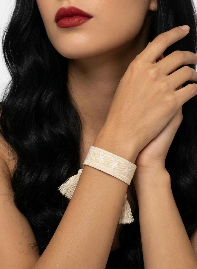 Multi-Color Star Embellished Woven Bracelet
