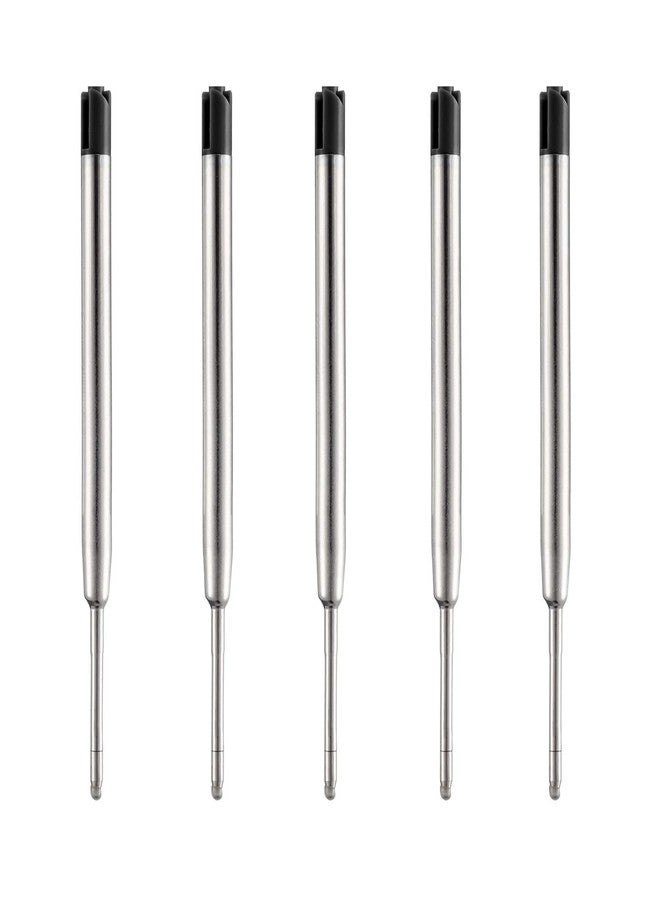 DunBong Pen Refills, Black Ink Refill Pack of 5, Replaceable Ballpoint Pen Refills, Medium Point Metal Refill (Black) - Image 1