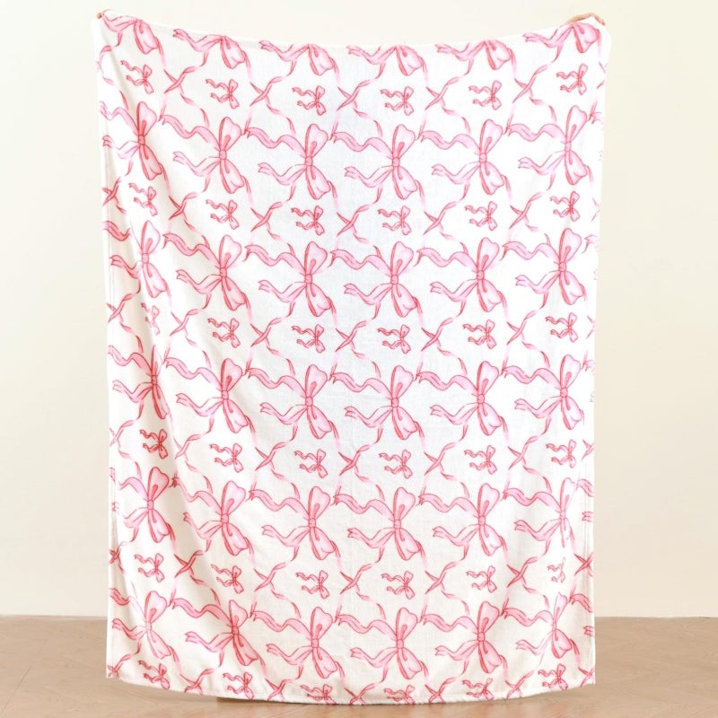 Jungle Star Pink Bow Throw Blanket â€“Easter Soft Fleece Blanket for Girls and Women, Coquette Aesthetic Room Decor for Bed, Couch, Chair, Preppy Bedroom or Gift, Cute Pink Bow Decor Blanket - Image 3